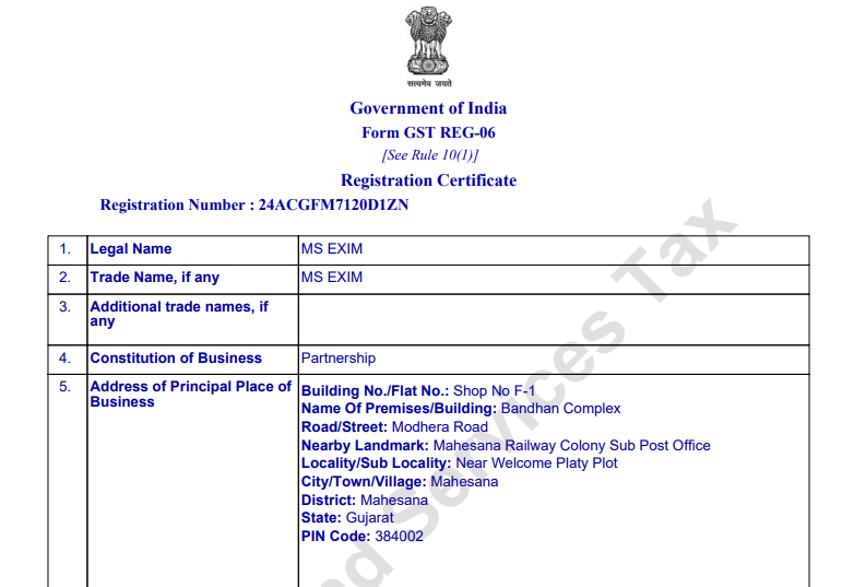 GST Certificate